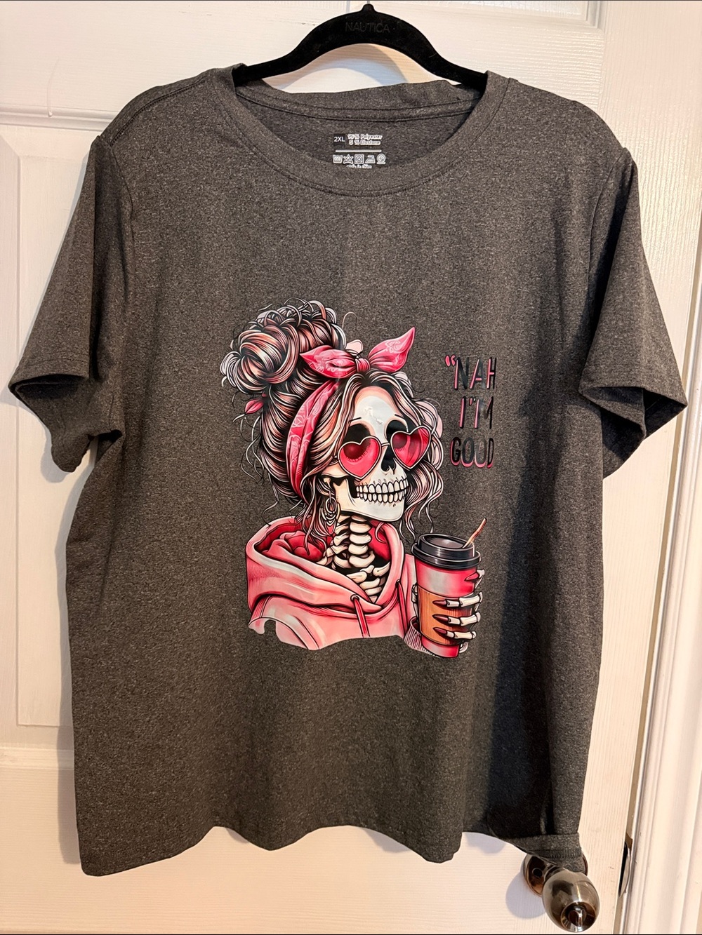 Graphic Skull Tee with Pink Accents - Women’s Short Sleeve